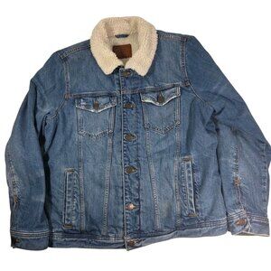 Abercrombie & Fitch Men's Denim Trucker Jacket Faux Sherpa Lined Size L